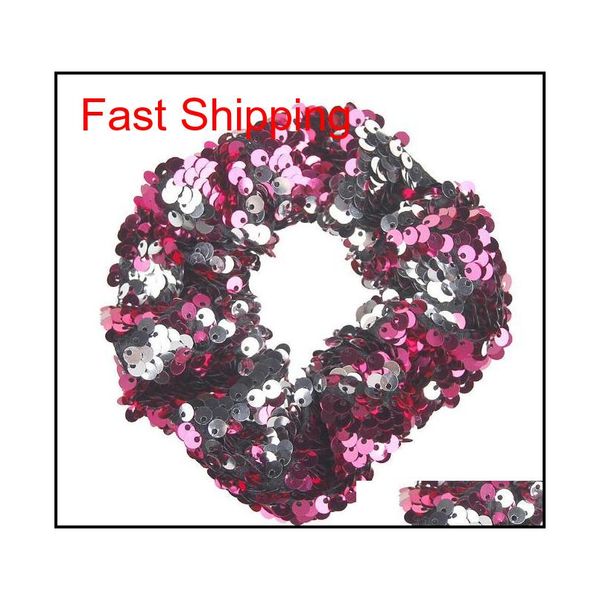 

reversible sequins mermaid hair tie babies shinny stretchy headbands kids girl wholesale hair acce qyljna dh_seller2010, Silver