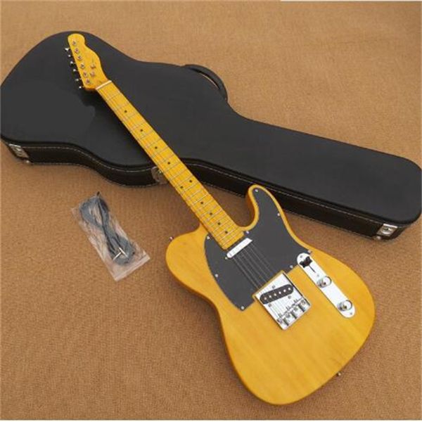 

custom shop '52 deluxe telecaster yellow electric guitar with hardcase butterscotch blonde black pickguard vintage maple fingerboard tu