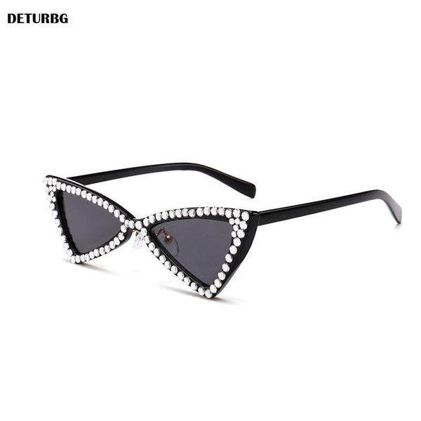 

sunglasses vintage cat eye with rhinestone catwalk women's luxury funny sun glasses shades for women uv400 2021 brand sg035, White;black