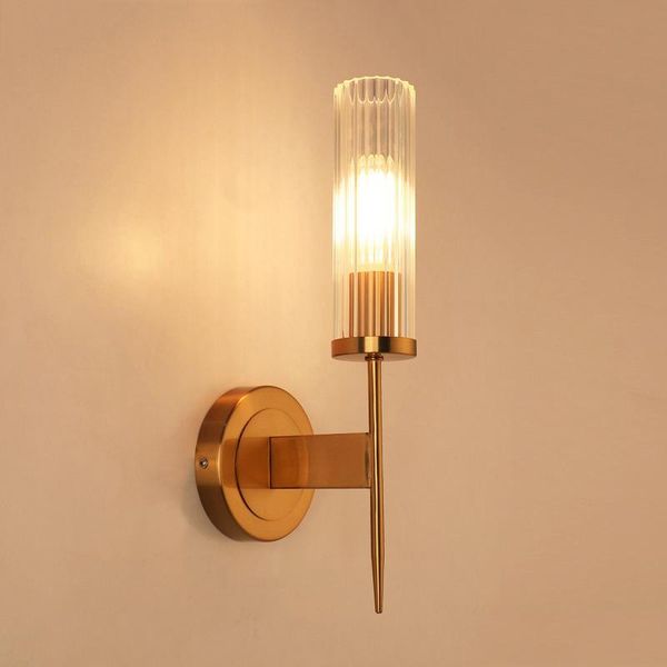 

wall lamp 5w led light europe golden metal glass foyer decoration el bedroom postmodern aisle porch corridor lighting