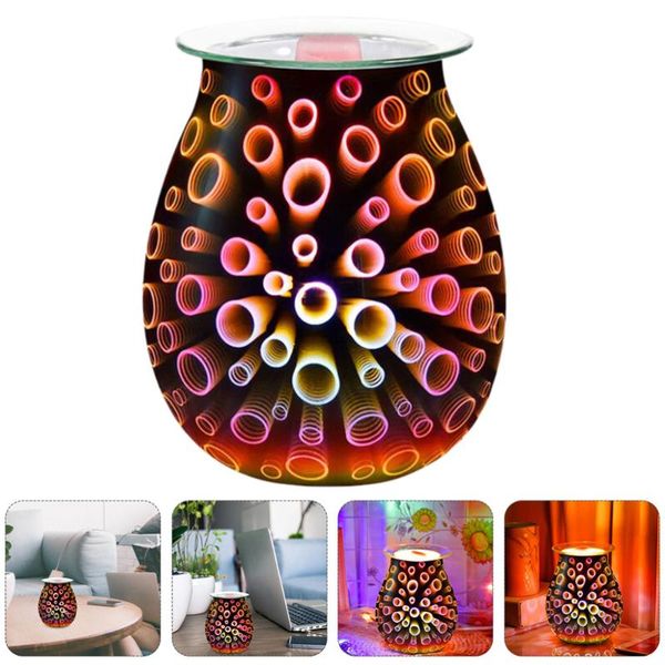 

fragrance lamps 1pc 3d glass dazzle color lamp plug-in melt warmer (uk plug)