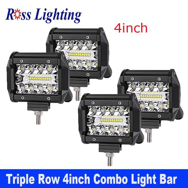 

working light 10pcs 3 rows led bar 4" pods lights combo for car tractor boat offroad 4x4 truck suv atv driving lamp
