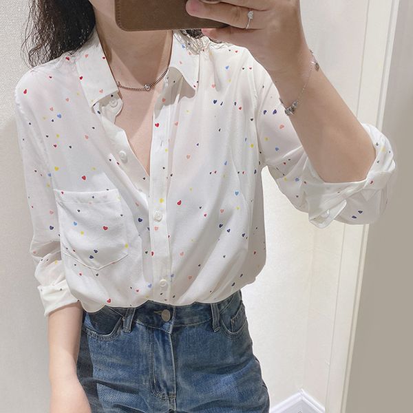 

2021 new incio do outono feminino camisa branca 100% 18mm seda senhoras colorido aquece manga longa escritrio trabalho blusas bolso s ro, Black