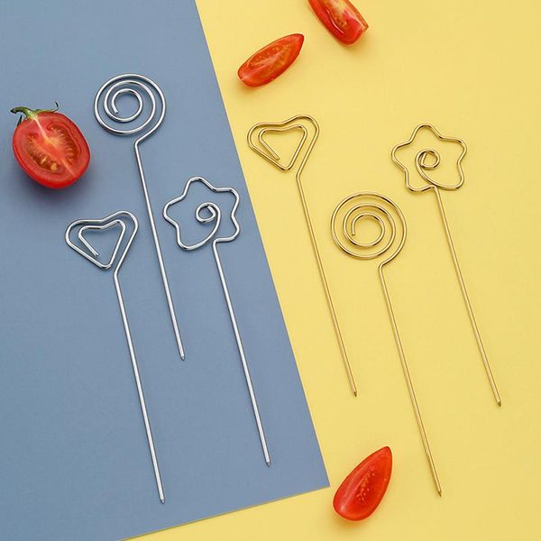 

forks cocktail pick stick stainless steel fruit sticks drink stirring martini picks party decor decoration 6pc/lot