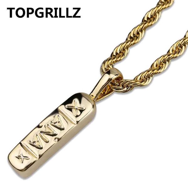 TopGrillz Hip Hop Trendy Jewelry Gold Color Ottone Xanax Collana pendente Collana di fascino Donne da donna con 24 