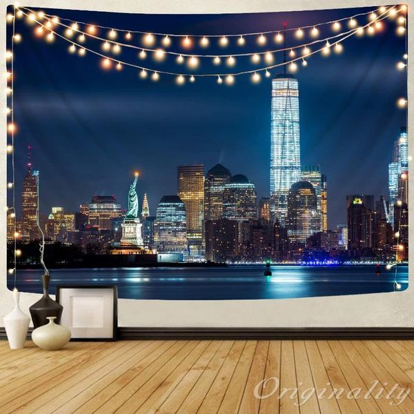 

tapestries night neon landscape wall hanging home decoration tapestry