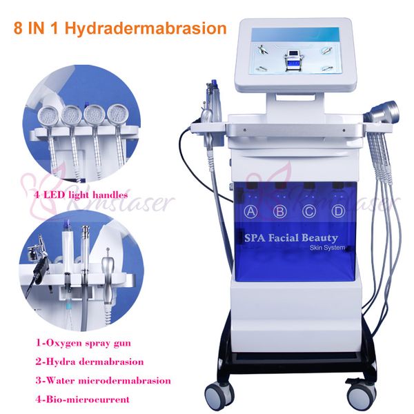 8 em 1 dermoabrasão microdermoabrasão h microcorrente foto led luz facial cuidados com a pele Água Dermoabrasão Aqua Peeling hydrafacial pele Spa