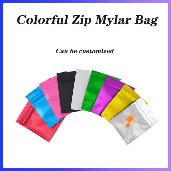 100 шт. Красочная Zip Mylar Bag Same Герметизирующая Запах Доставка Пищевая Сумка Сумка Алюминиевая Фольга Сумка Фронт Матовый Чистый Пластиковый Упаковочный Чехол