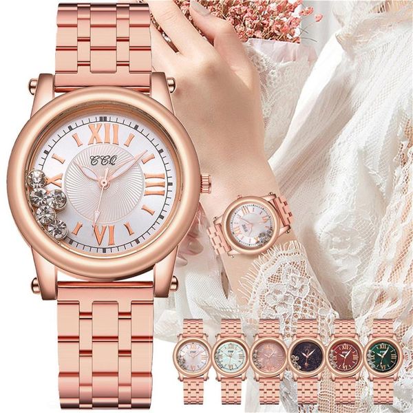 

wristwatches 2021 women casual quartz stainless steel band diamonds rhinestone watch luxury ladies relojes para mujer, Slivery;brown