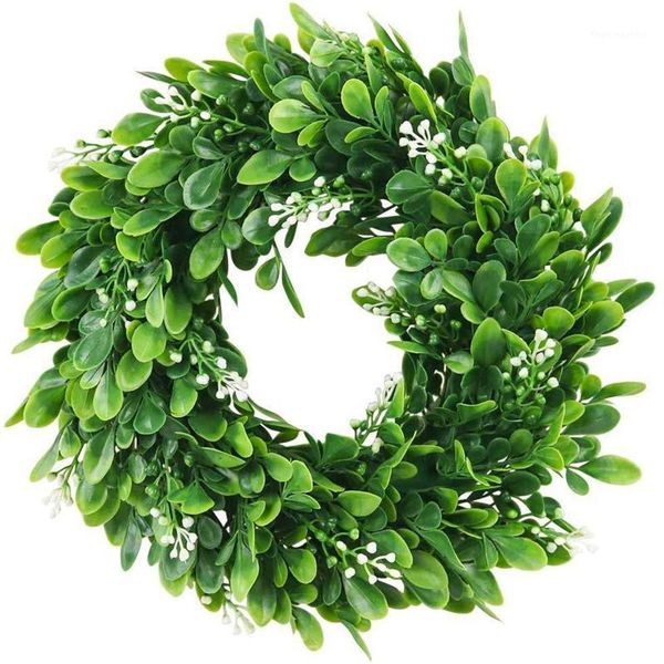 

artificial green wreath decorative wall door plant garland with flowers and leaves for wedding party decor & wreaths1