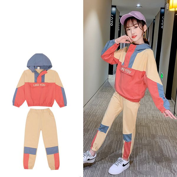 

2021 new arrivals girls sets of long sleeve hoodies + pants 2 pairs suit sportswear casual sports clothes children sweaters otzb, White