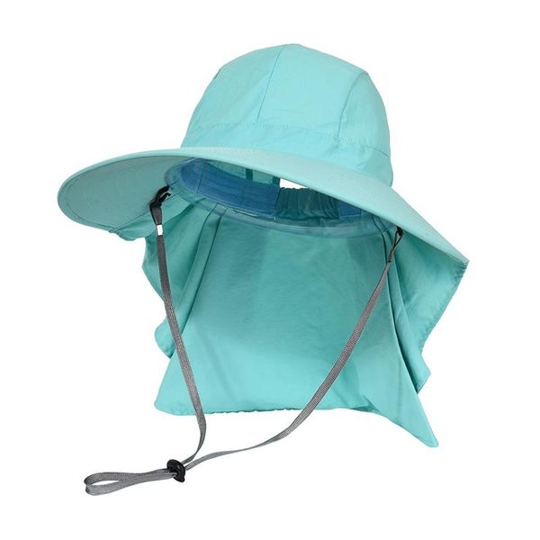 

fishing caps camping outdoor wide brim foldable sunscreen uv protection quick dry summer ear neck flap visor hat, Black;white