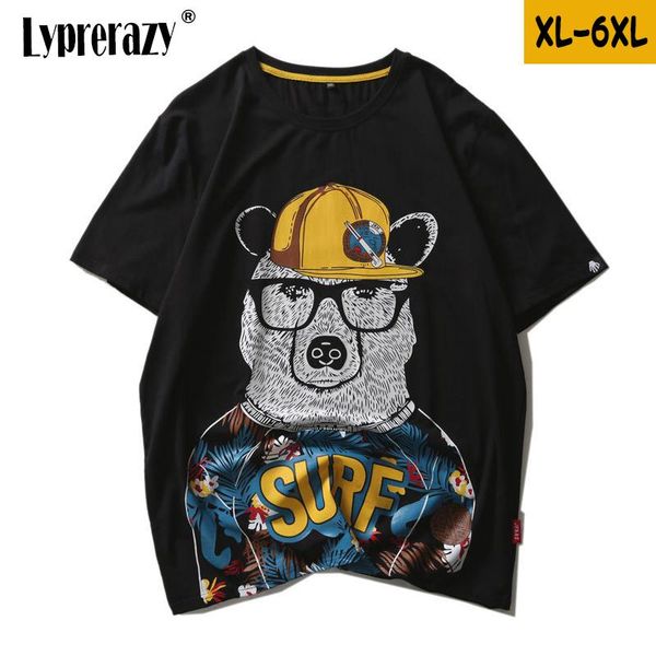 

men's t-shirts lyprerazy plus size cartoon bear printed short sleeve black summer t shirt hip hop tee tide brand street wear, White;black