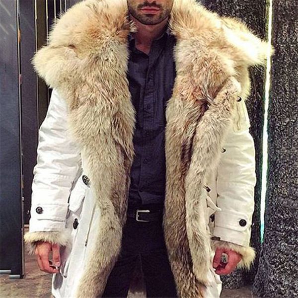 

men down jacket winter long coat white thick clothes patchwork a line hooded color block cardigan man clothing keep warm, Black