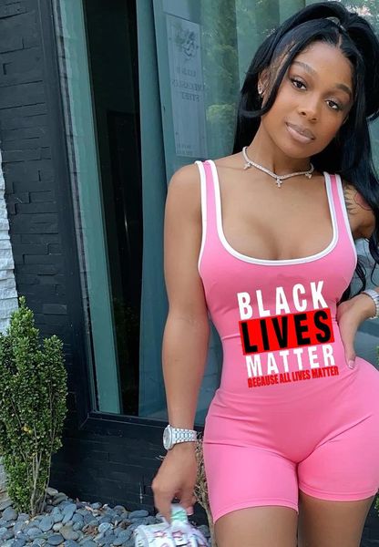 

letter print vest jumpsuit women bodysuit stripe sleeveless playsuit shorts romper 2021 summer clothes body femme, Black;white