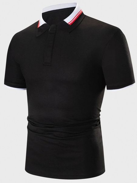 

men contrast striped collar polo shirt z3xz#, White;black