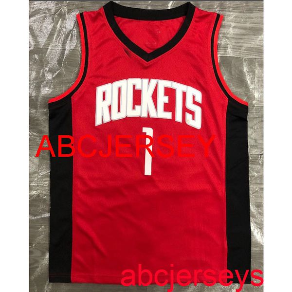 

1# mcgrady 2021 red basketball jersey embroidery xs-5xl 6xl, Black