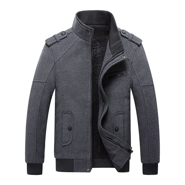 

men's 2021 fashion casual business plus velvet thicken woolen jacket outerwear clothes vcgu, Black;brown