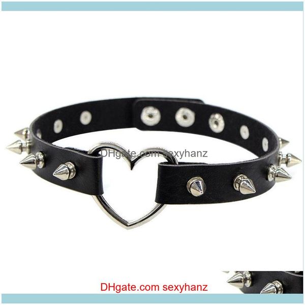 

necklaces & pendants jewelrywomen hiphop cute cosplay rivet heart collar choker necklace punk rock gothic leather metal chain harajuku adjus, Golden;silver