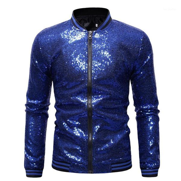 

men's jackets royal blue sequin nightclub jacket men 2021 autumn streetwear mens sequins and coats baseball bomber male1, Black;brown