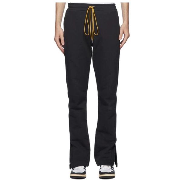 

men's pants side striped stitching drawstring casual long street split micro black sweatpants for men women