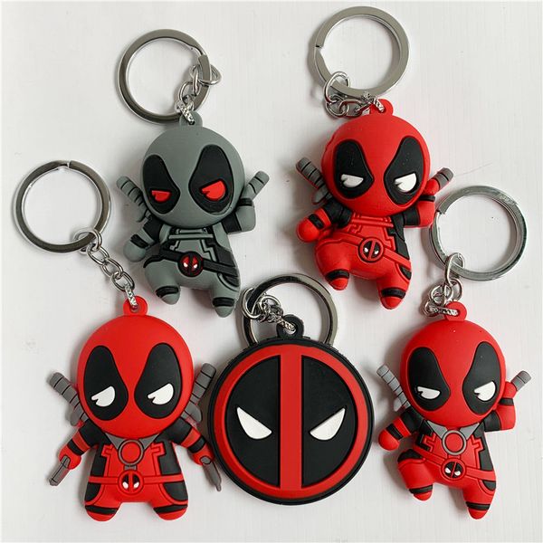 

cute cool red figure keychain pvc silicone key chain cartoon double side key ring kid trinket key holder u0820, Silver