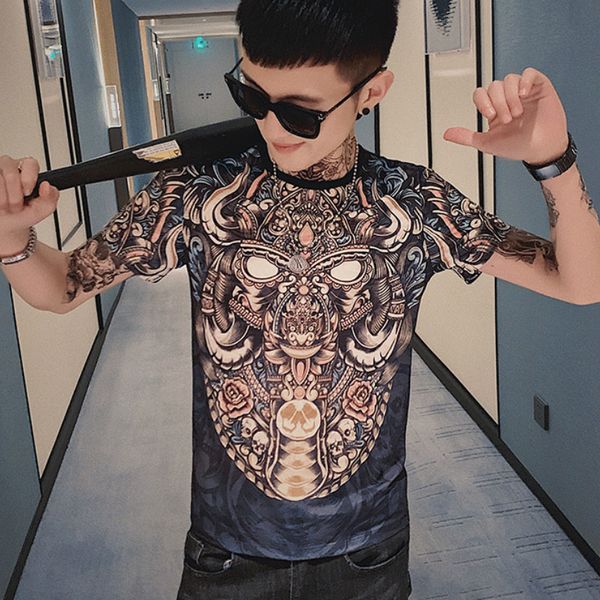 

mode of retro luxury 3d impression male t-shirt will see short-neck harajuku streetwear t funny shirt men's clothes b6a4, White