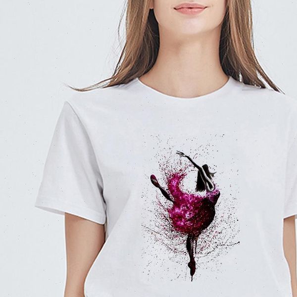 

ballet dance tee shirt new fashion clothes femme streetwear t shirt aesthetic vogue camiseta mujer harajuku vestidos, White