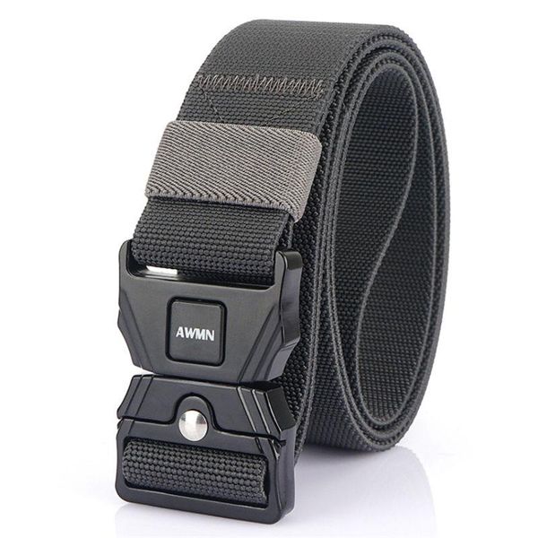 

waist support 2021 elastic jeans belt for men black metal pluggable buckle outdoor tactical wear-resistant male cowboy hunting waistband, Black;gray