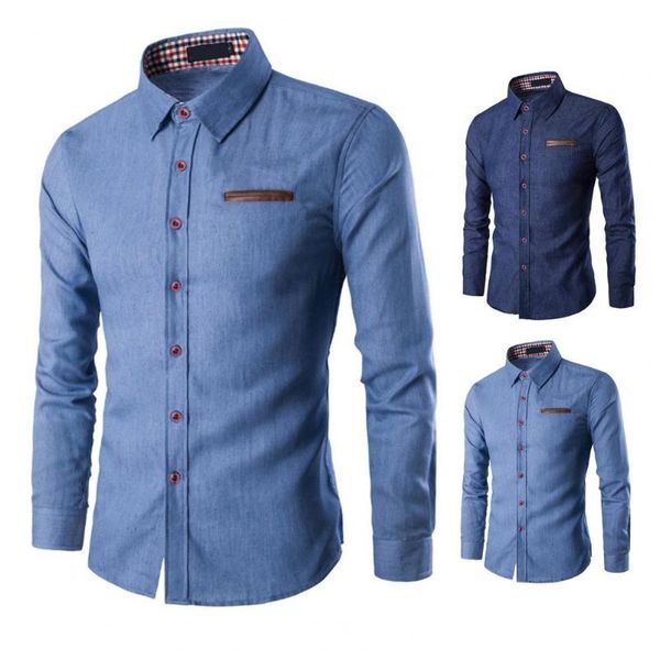 

men's casual shirts 2021 spring autumn slim stylish denim long sleeves jeans breathable fashion male clothes, White;black