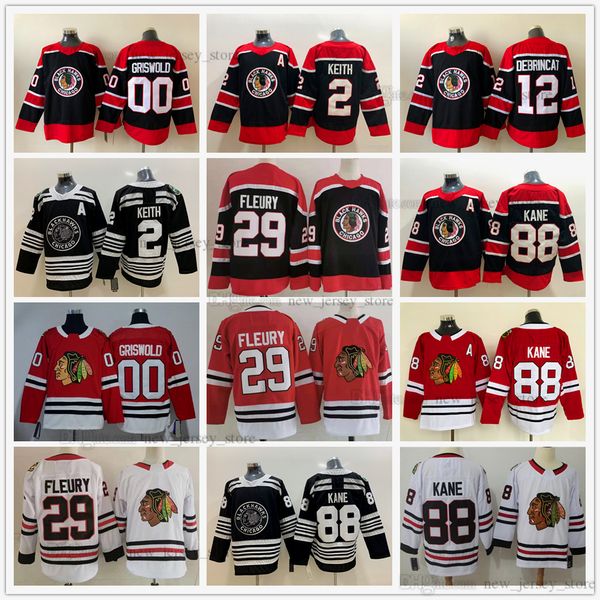 

black reverse retro ice hockey 29 marc-andre fleury jerseys red white 00 clark griswold 12 alex debrincat 2 keith 7 brent 88 patrick kane je, Black;red