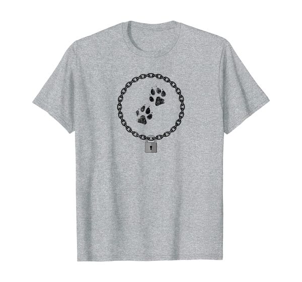 

mens pup play - chain collar lock with dog paws fetish t shirt, White;black