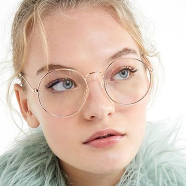 

fashion sunglasses frames metal round frame eyeglasses vintage women optics computer glasses anti-blue light men myopia eye, Black