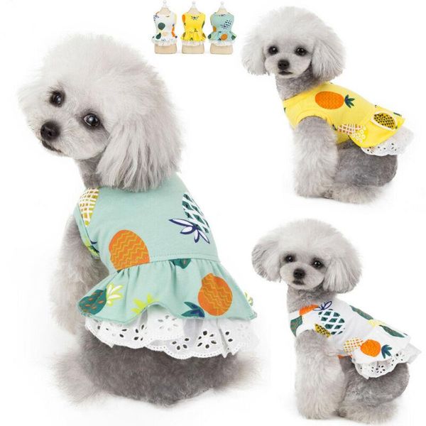 

dog apparel fashion pet clothes puppy pineapple vest dress cute princess pajamas cat spring summer