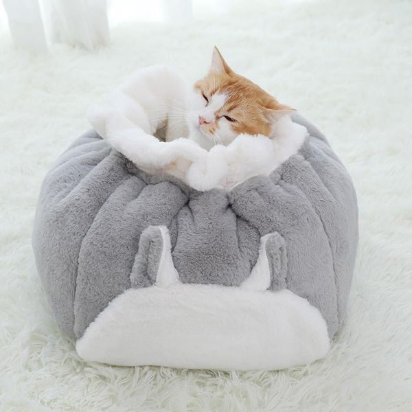

cat beds & furniture cute nest unique soft comfortable puppy bed novelty washable cozy kitten sleeping winter warm bag grey pink