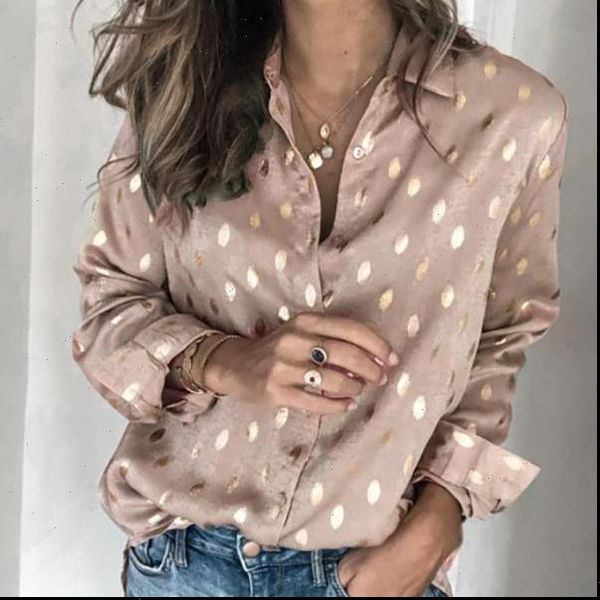 

2021 new fashion women button polka dot v neck blouse long sleeve summer casual work loose ol shirts women clothing, White
