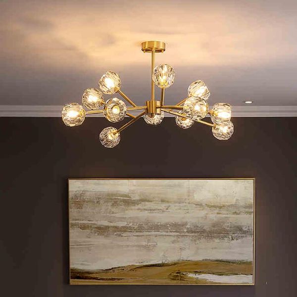 

modern american all copper crystal chandelier lighting and dining room luxury gold lustre kitchen molecular art hanging lamps chandeliers
