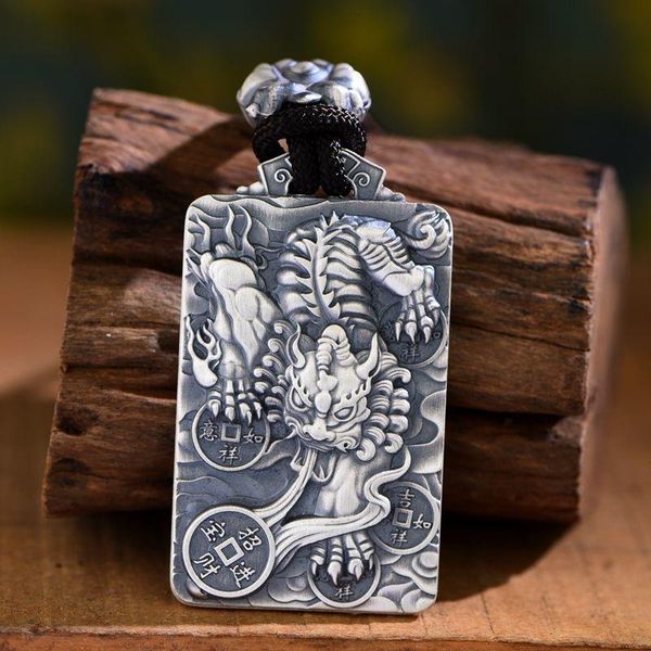 

chains male domineering lucky dragon brand guan gong pixiu transfer pendant silver necklace ornament jewelry female