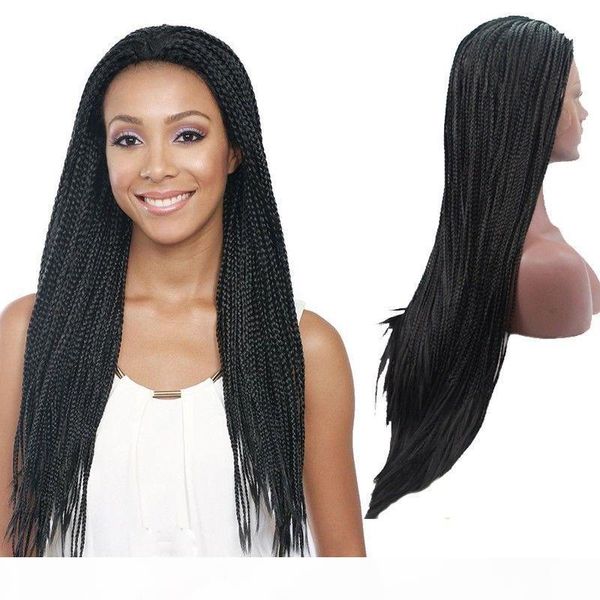 

braided wigs for black women high temperature fiber hair glueless box braids synthetic braided lace front wigs with baby hair