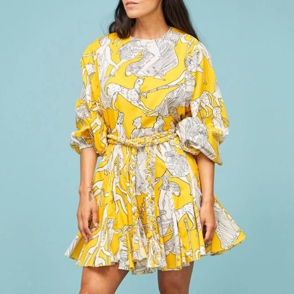 

casual dresses cy summer o neck fashion sweet princess dress chiffon floral women office lady enchant elegant mini bohemian clothing, Black;gray