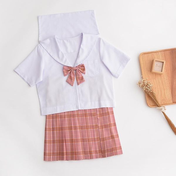 

clothing sets jk uniform business attire school tartan skirt suit orthodox japanese college student summer sailor female, White