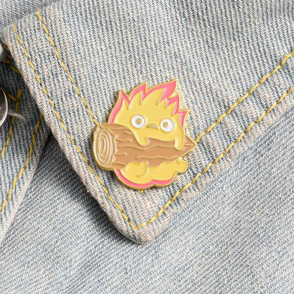 

small flame hugs wood enamel brooches cartoon creative custom japanese anime pin fire elf badge personality bag lapel pins buckle jewelry gi, Gray