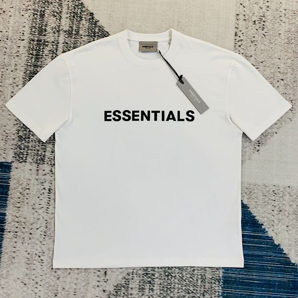 

fog summer new fear of god double line essentials chest letter chao brand high street short sleeve t-shirt, White;black