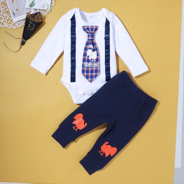 

clothing sets born baby boy clothes lovely tie cotton bodysuit long pants outfits set gentleman 2pc christmas, White