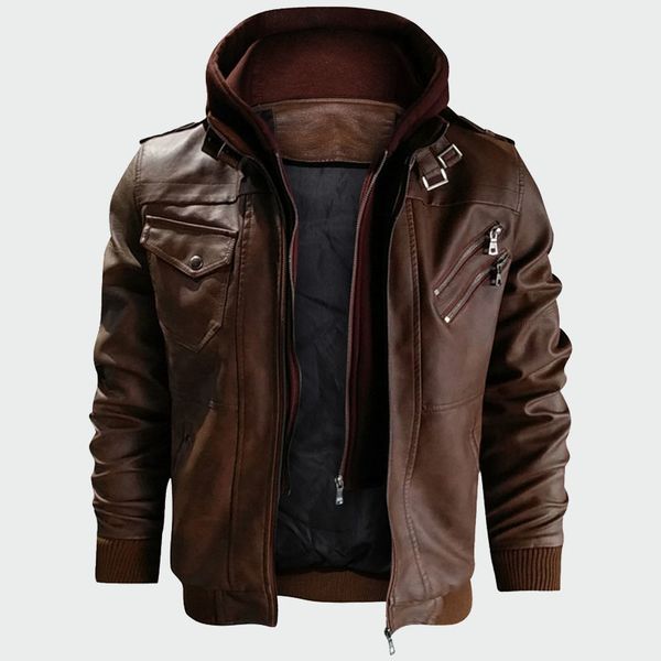 

men's s autumn new casual motorcycle pu leather coats men faux et mens brand clothing ml212, Black