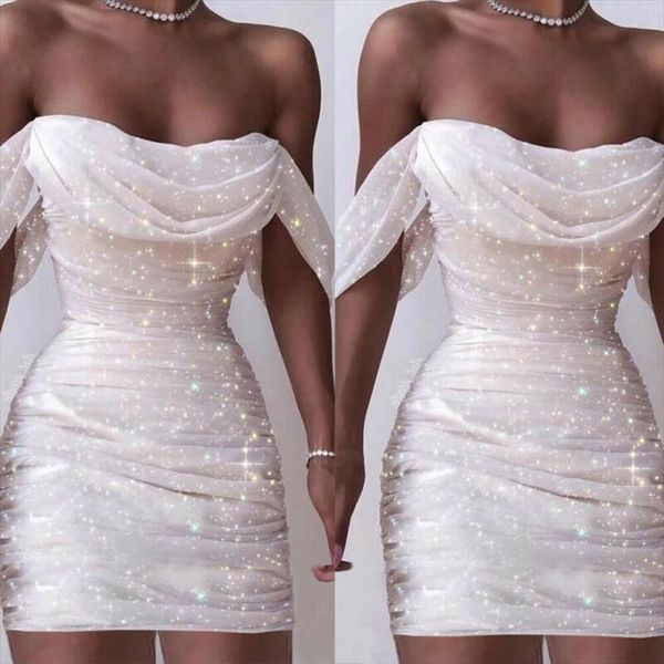 

off shoulder mini elegant sweet womens dress white stylish slash neck slim sleeveless party vestidos de fiesta, Black;gray