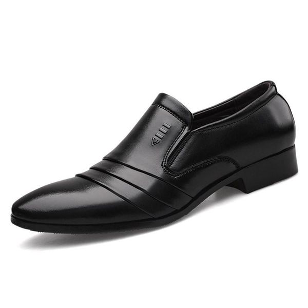 

dress shoes pu leather fashion men business loafers pointy black oxford breathable formal wedding hjk89