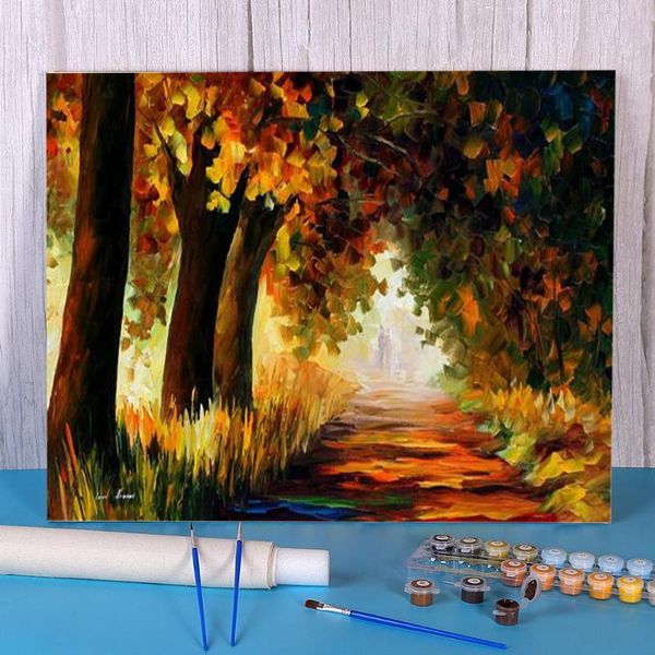 

paintings under the arch autumn diy painting by numbers package acrylic paints 50*70 boards handmade adults handicraft