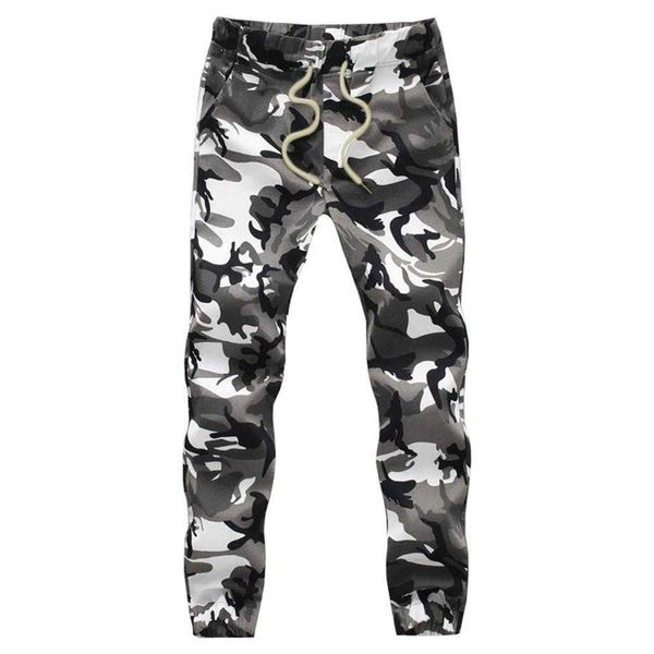 Algodão Mens Jogger Outono Lápis Harem Calças Homens Camuflagem Calças Militares Solto Confortável Calças de Carga Cama Jogger 210616