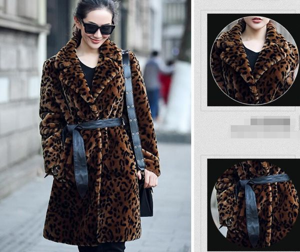 

european station leopard-print fur coat winter new style sheep shearing and fur all-in-one women's mid-length coat, Black